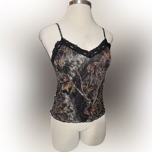 Women's‎ Y2K Wilderness Dreams Camouflage Lace Trim Top